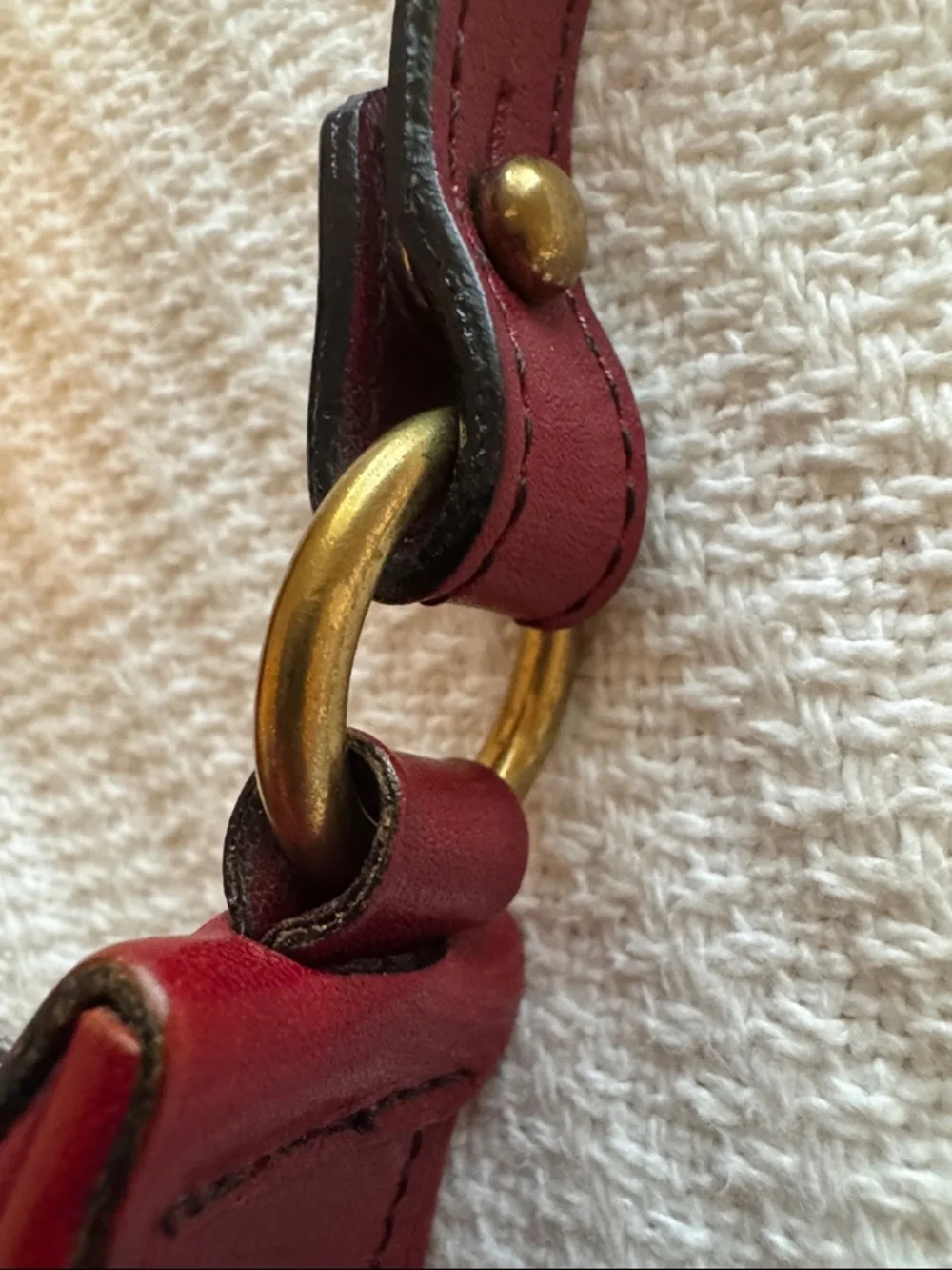 Brahmin Vintage Red Leather Baguette Shoulder Bag Y2K Minimalist Mini Hobo